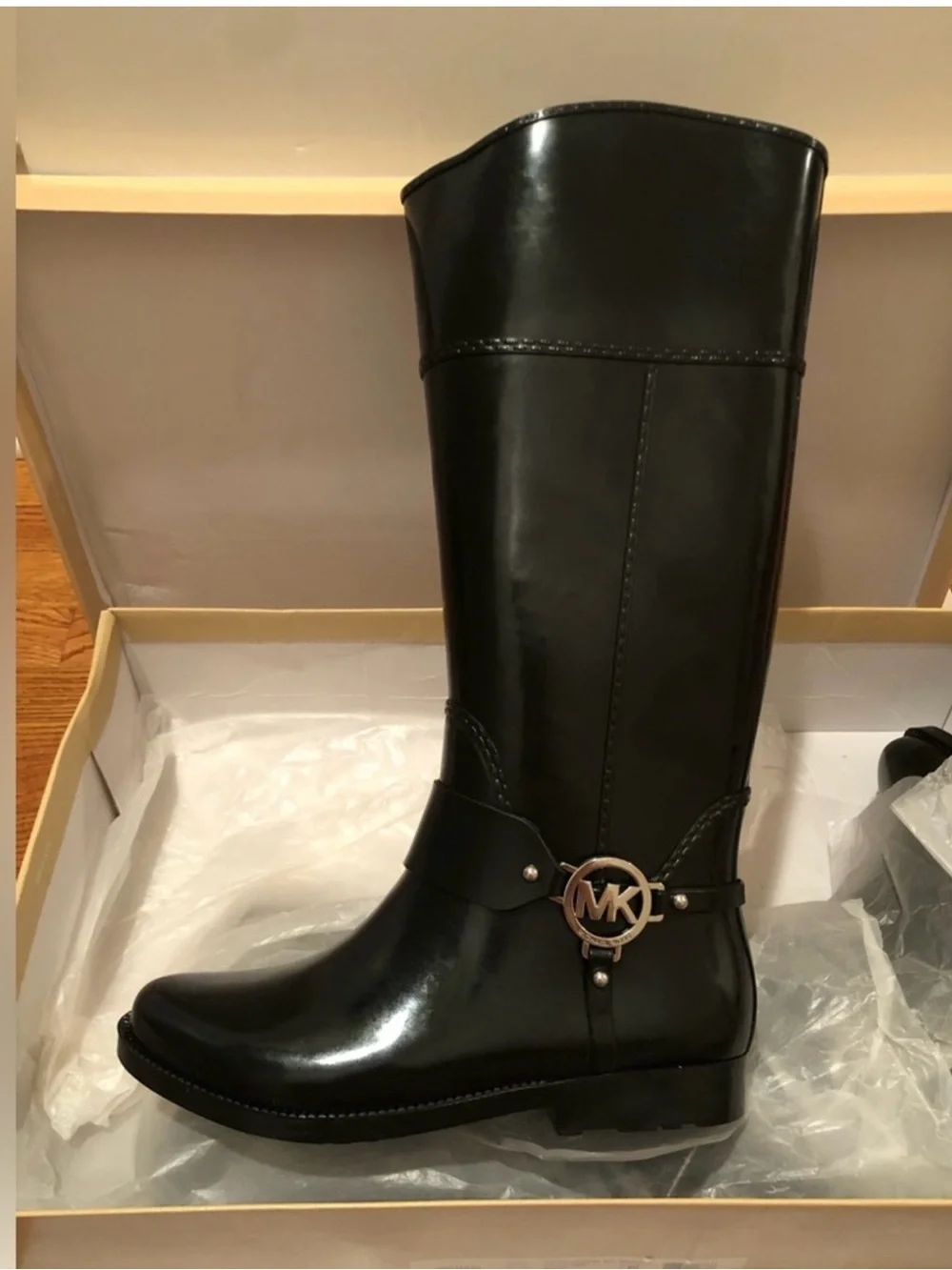 ‼️WOW‼️Michael Kors Glossy Black Tall Rain Boots♨️